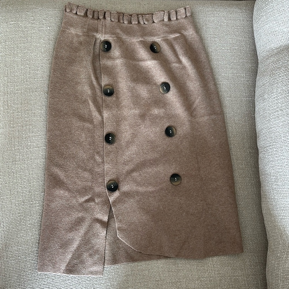 ☀️ Warm☀️ Oak Ruffles Button-Front Sweater Skirt